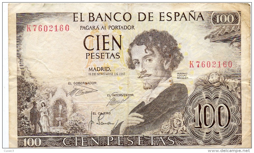 ESPAGNE - 100 Pesetas Du19/11/1965 - - 100 Peseten