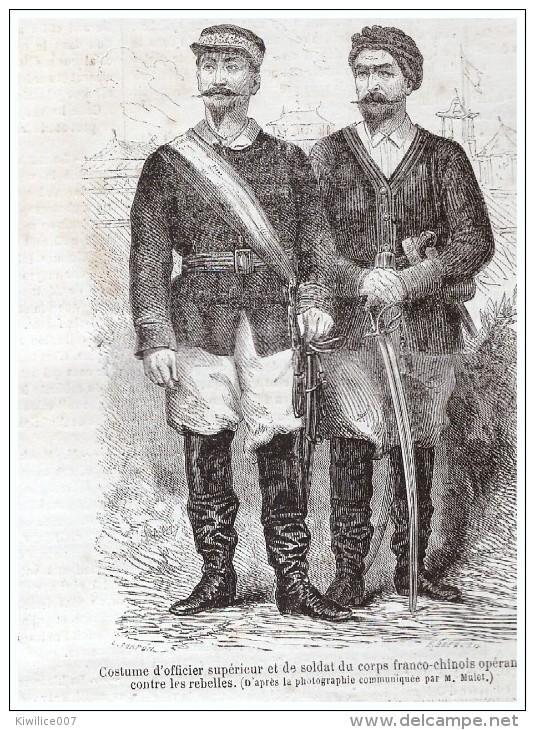 Gravure Ancienne 1864  SOLDAT CHINOIS  Chinsese Army  Chine China  Soldier  Cosutme D Officier   Franco Chinois - Sin Clasificación