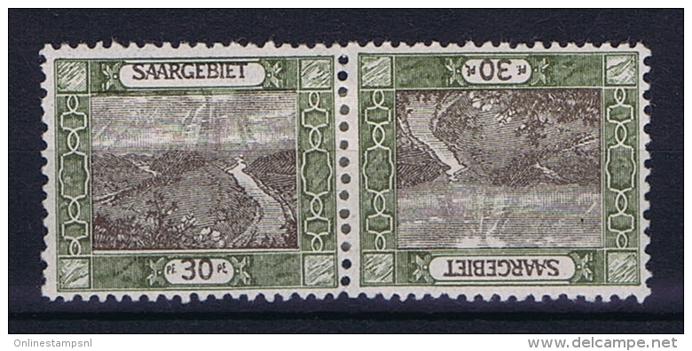Deutsches Reich Saargebiet, Mi 57 A   MH/*, Tete Beche Kehrdruckpaare - Unused Stamps