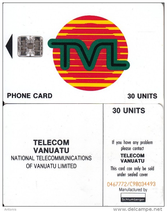 VANUATU - TVL Logo 30 Units, Red CN : 0467772/C98034493, Used - Vanuatu