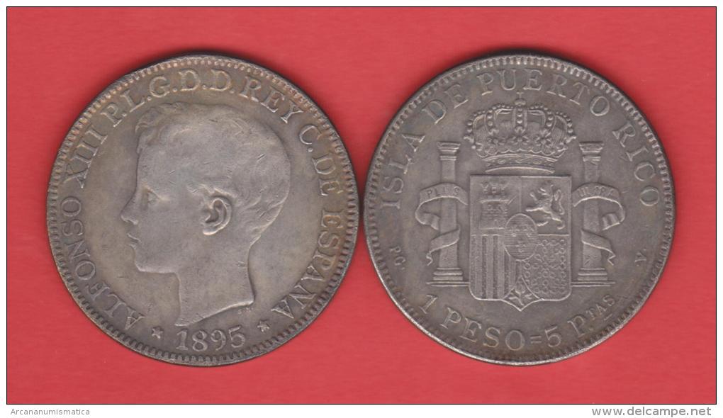 ESPAÑA  /  ALFONSO XIII  PUERTO RICO 1 Peso=5 Ptas.1.895  KM#24  T-DL-10.630 Copy - Prove & Monete Ribattute