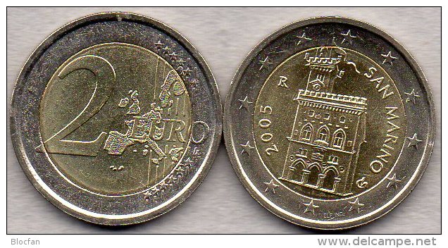 San Marino 2 EURO 2005 Stg 35€ Kursmünze Staatlichen Münze Regierungs-Palast 2€ Einzeln Im Stempelglanz Coin Of Republik - San Marino