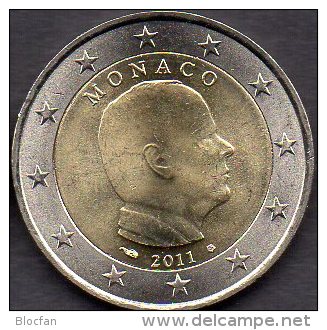 Monaco 2 EURO 2011 Stg 8€ Kursmünze Fürst Albert II Einzeln Zu 2€-Münze Im Stempelglanz  Coin Of Fürstentum Monako-Ville - Monaco