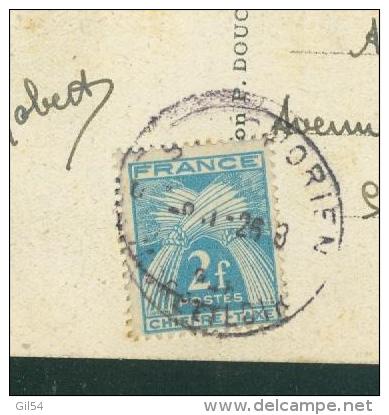 Taxe 2  Francs Type Gerbe  Pour Carte Postale De Plus De 5 Mots En Aout 1946   TAB9608 - 1859-1959 Brieven & Documenten