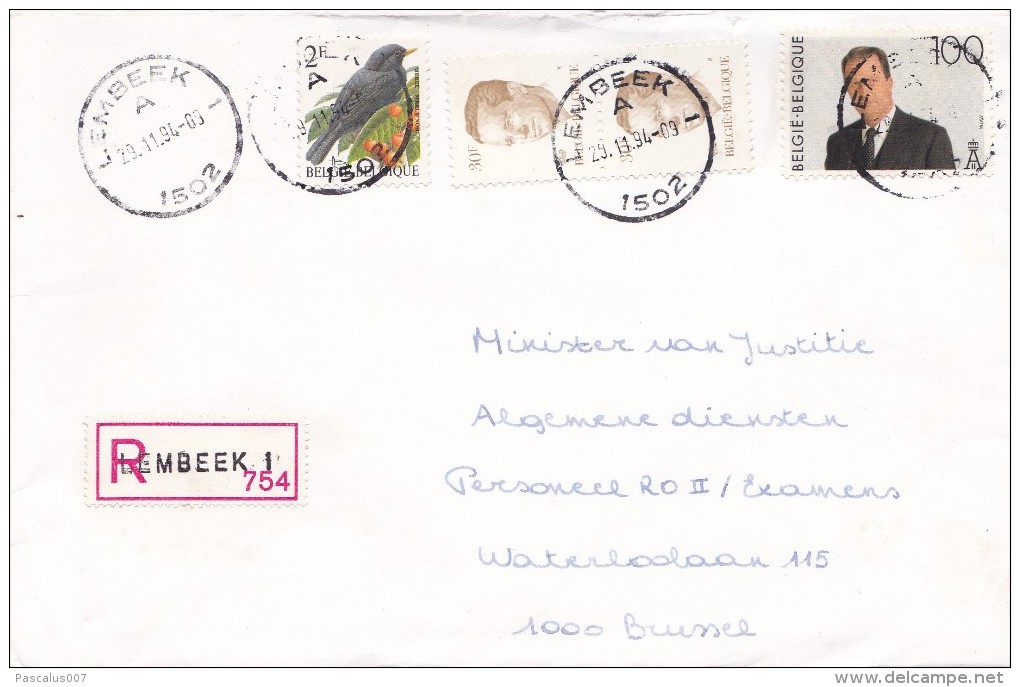 Enveloppe Belge Recommandé Lembeek - Sammlungen