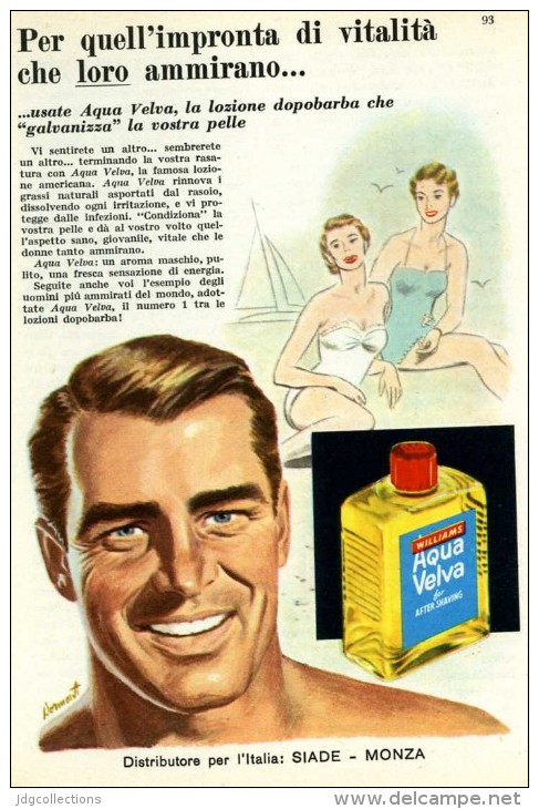 # AQUA VELVA WILLIAMS AFTER SHAVING JBCompany 1950s Advert Pubblicità Publicitè Reklame Parfum Profumo Cosmetics - Zonder Classificatie