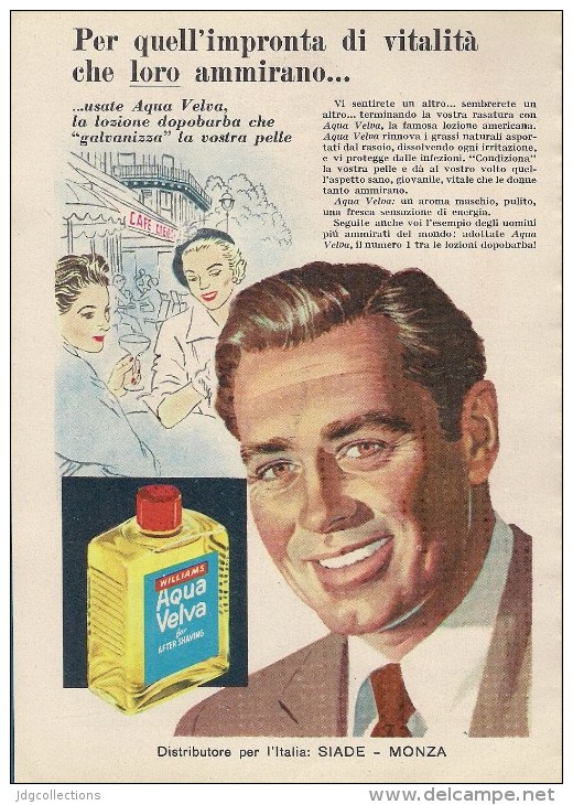 # AQUA VELVA WILLIAMS AFTER SHAVING JBCompany 1950s Advert Pubblicità Publicitè Reklame Parfum Profumo Cosmetics - Unclassified