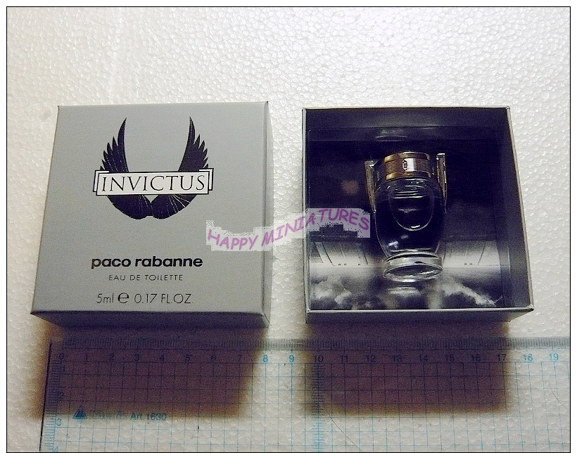 Rare BIG BOX - Paco Rabanne INVICTUS For MEN EDT 5ml Mini Perfume MINIATURE Avec Boite NEW 2013 Sept - Miniaturen Flesjes Dame (met Doos)