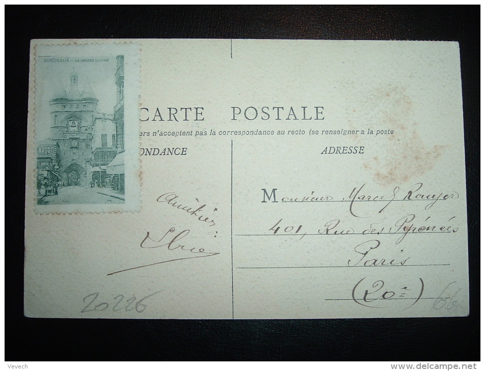 CP TP SEMEUSE 5C OBL. 20-4-08 BORDEAUX (33 GIRONDE) + VIGNETTE BORDEAUX LE GROSSE CLOCHE - Cartas & Documentos