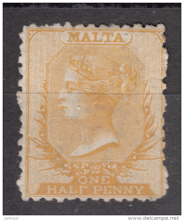 MALTA  1863  QV  1/2P   Perf.121/2  MH  NO  GUM - Malta (...-1964)