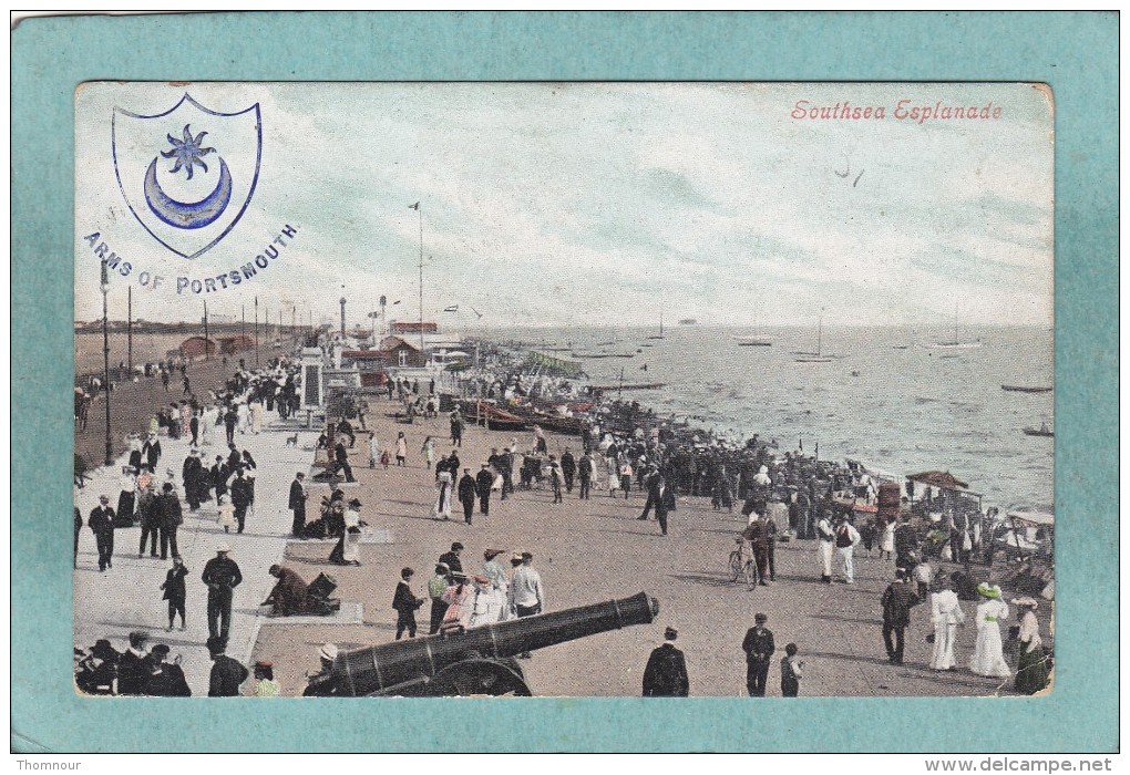 PORTSMOUTH   + ( ARMS ) -  SOUTHSEA  ESPLANADE  -  1907  -  BELLE CARTE ANIMEE   - - Portsmouth