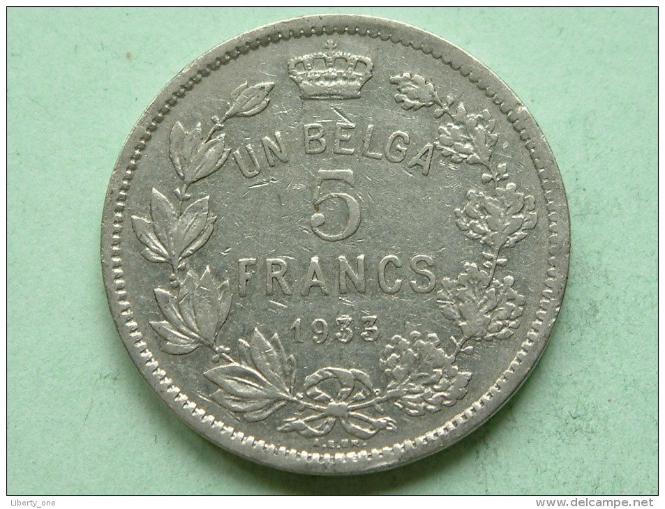 1933 Un Belga - 5 Francs / KM 97.1 ( Uncleaned Coin - For Grade, Please See Photo ) !! - 5 Francs & 1 Belga
