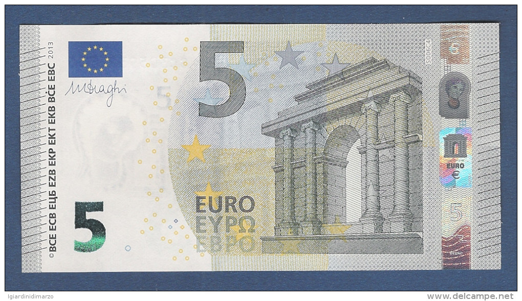 EURO - 2013 - BANCONOTA DA 5 EURO FIRMA DRAGHI  SERIE SC (S006C4) - NON CIRCOLATA (FDS-UNC) - OTTIME CONDIZIONI. - 5 Euro