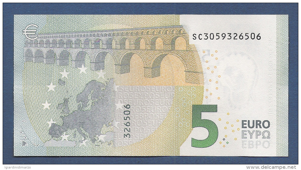 EURO - 2013 - BANCONOTA DA 5 EURO FIRMA DRAGHI  SERIE SC (S006C4) - NON CIRCOLATA (FDS-UNC) - OTTIME CONDIZIONI. - 5 Euro