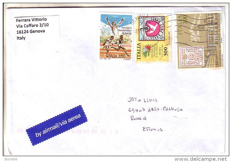 GOOD ITALY Postal Cover To ESTONIA 2013 - Good Stamped: Stamp On Stamp ; Sport - 2011-20: Used