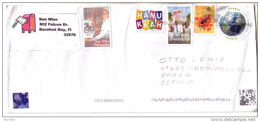 GOOD USA Postal Cover To ESTONIA 2014 - Good Stamped: Washington ; Flowers ; Globe - Briefe U. Dokumente