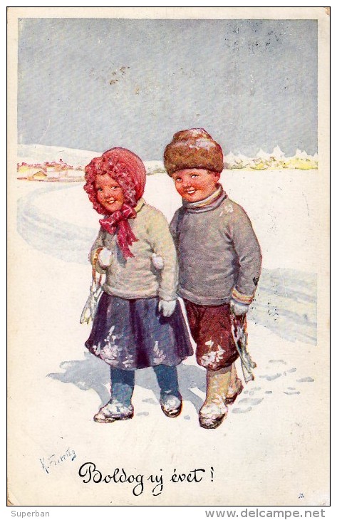 ART DÉCO / JUGENDSTIL : ENFANTS En HIVER - ILLUSTRATION SIGNÉE: K. FEIERTAG - B.K.W.I. 2783-3 (p-656) - Feiertag, Karl