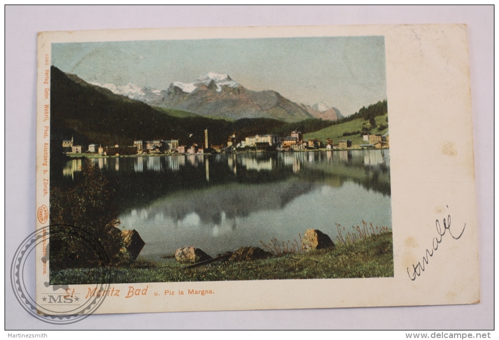 Postcard Switzerland - Sankt Moritz Bad U. Piz La Marga - Circulated - Edited Gebr. Wehrli, Kilchberg - L Glaser Leipzig - Sankt Moritz