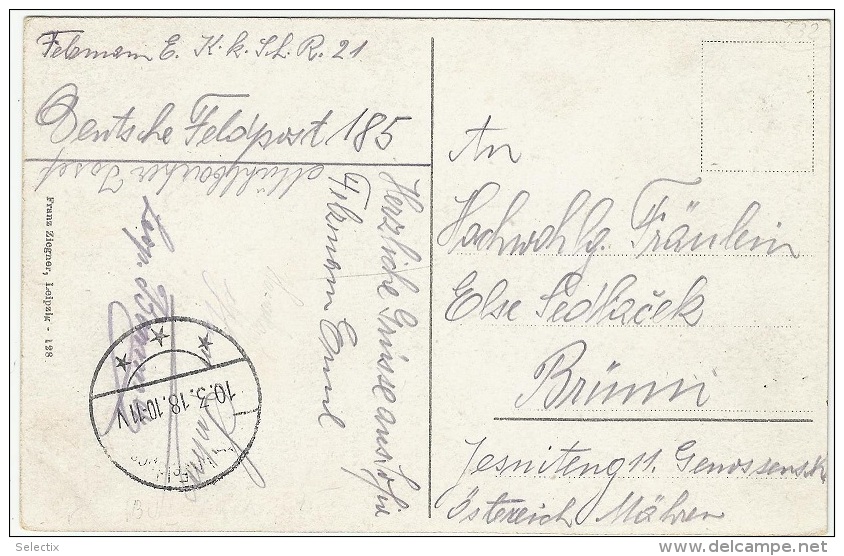 Bulgaria 1918 German Military Post In WWI - Mail To Austria - War