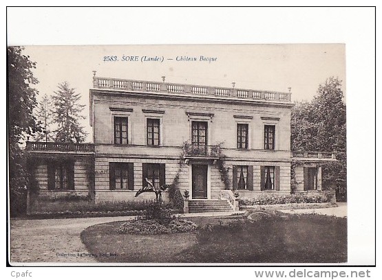 Carte 1910 SORE / CHATEAU BACQUE - Sore