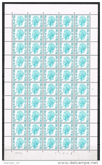 Année 1972 - COB 1648**  - SM Le Roi Baudouin 12F  Vert-bleu (pl 4)  - Cote 42,50 € - Non Classés