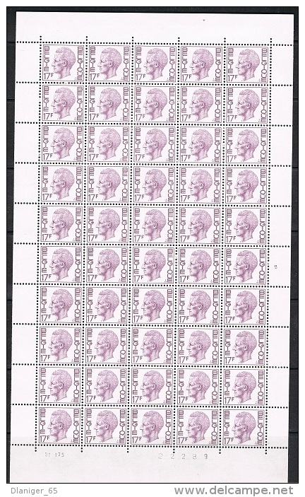 Année 1975 - COB 1755**  - SM Le Roi Baudouin 17F  Lilas (pl 2)  - Cote 60,00 € - Non Classés