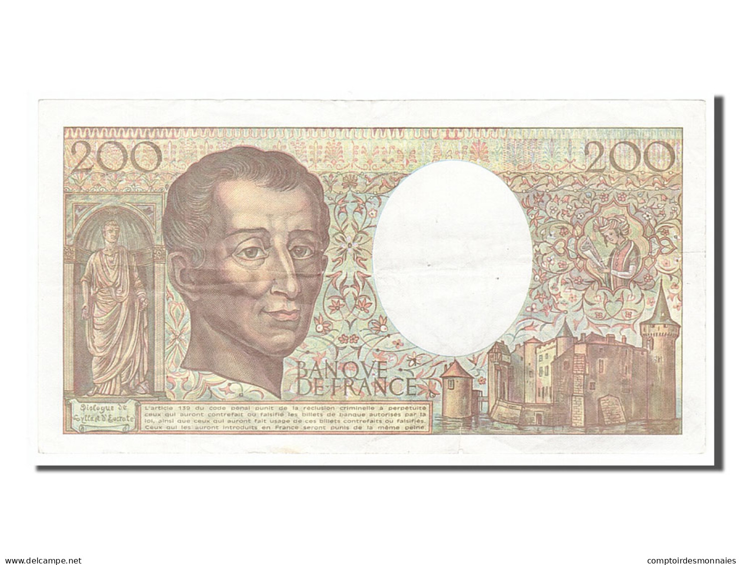 Billet, France, 200 Francs, 200 F 1981-1994 ''Montesquieu'', 1990, TTB - 200 F 1981-1994 ''Montesquieu''