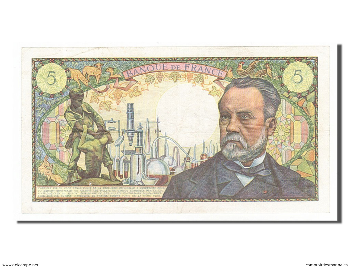 Billet, France, 5 Francs, 5 F 1966-1970 ''Pasteur'', 1969, 1969-09-04, TTB - 5 F 1966-1970 ''Pasteur''