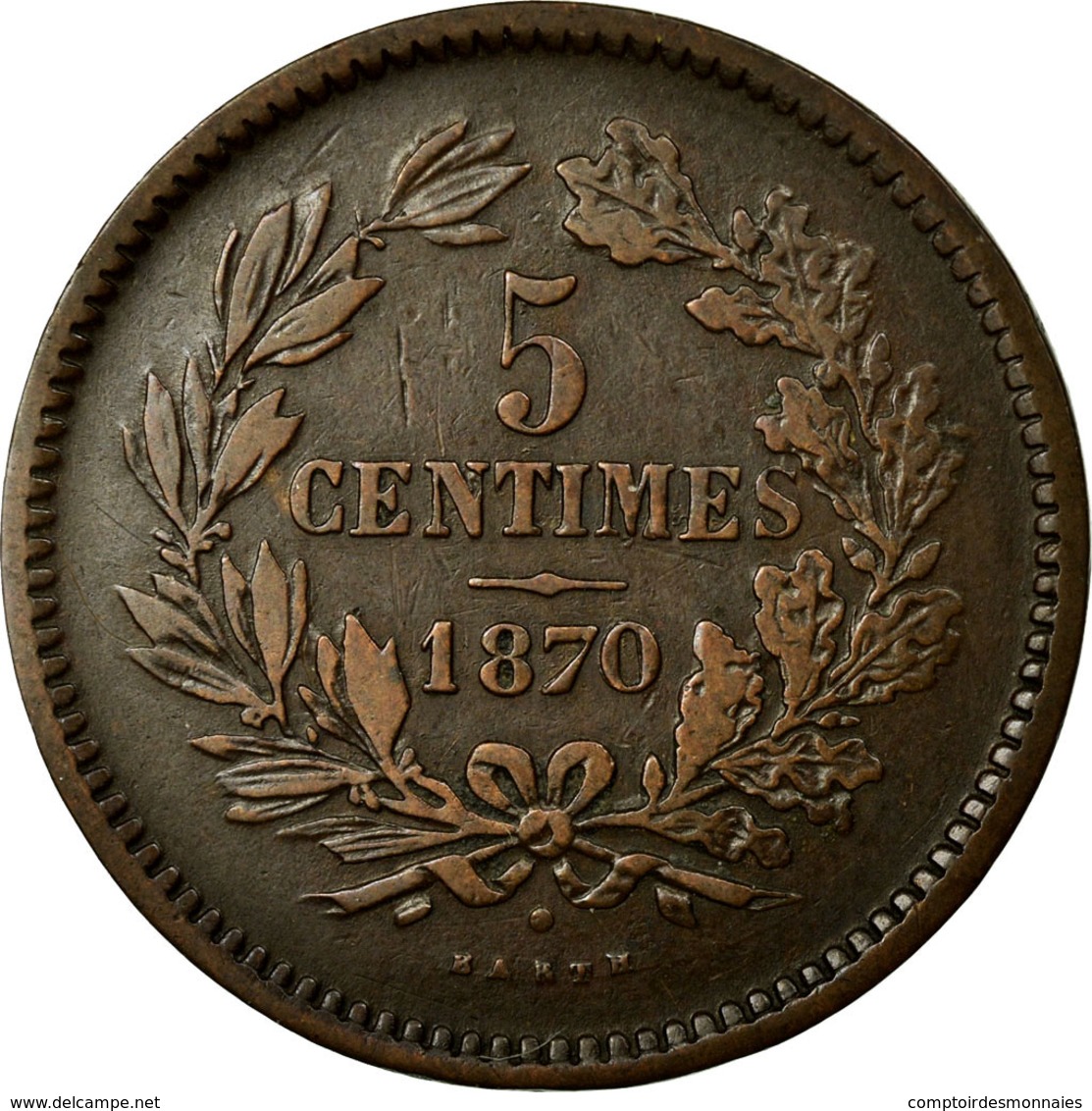 Monnaie, Luxembourg, William III, 5 Centimes, 1870, Utrecht, TTB, Bronze - Luxemburgo