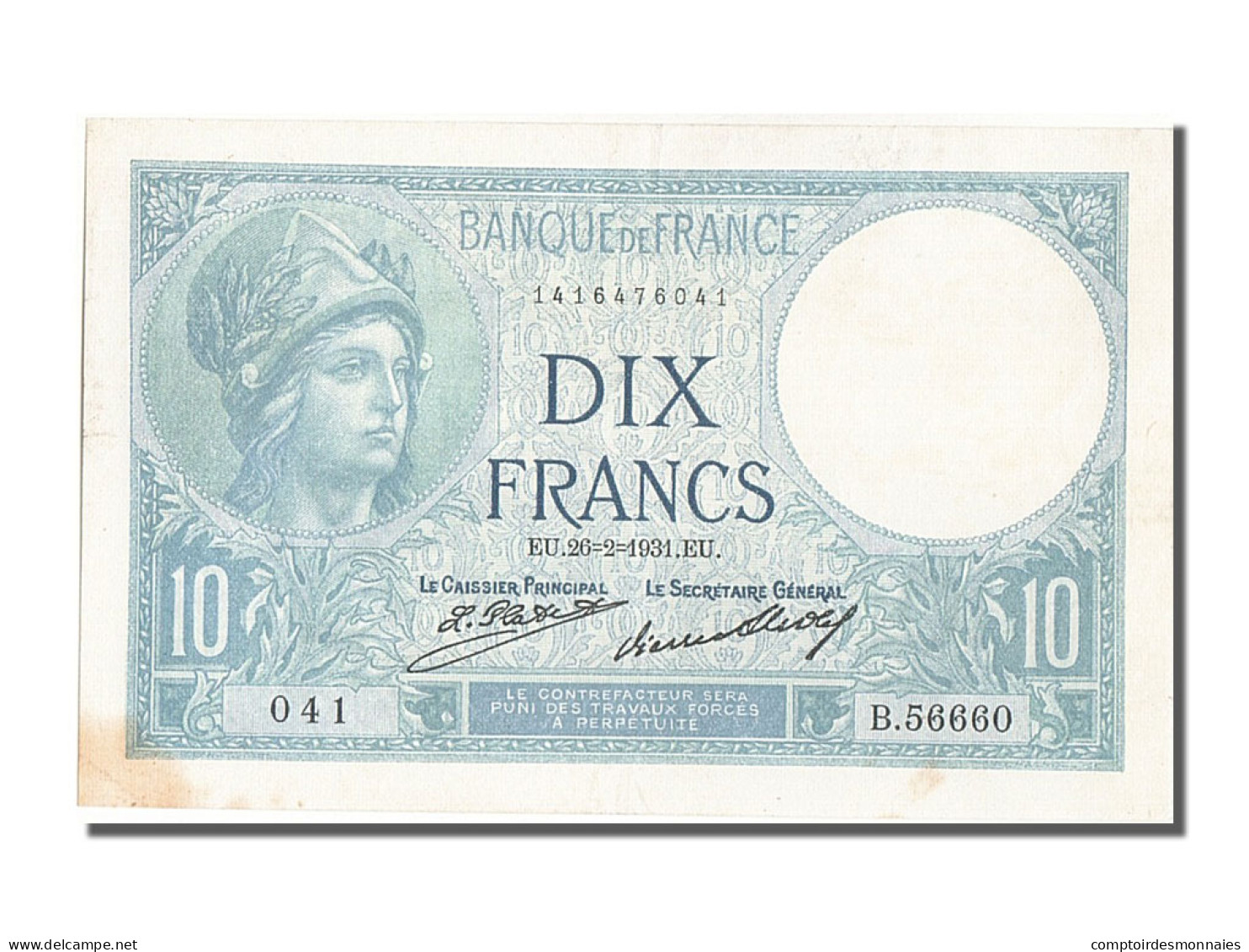Billet, France, 10 Francs, 10 F 1916-1942 ''Minerve'', 1931, 1931-02-26, SUP - 10 F 1916-1942 ''Minerve''
