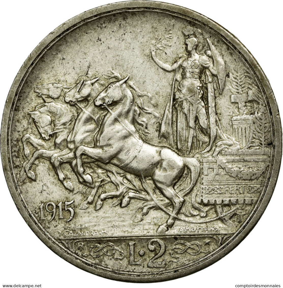 Monnaie, Italie, Vittorio Emanuele III, 2 Lire, 1915, Rome, TTB, Argent, KM:55 - 1900-1946 : Victor Emmanuel III & Umberto II