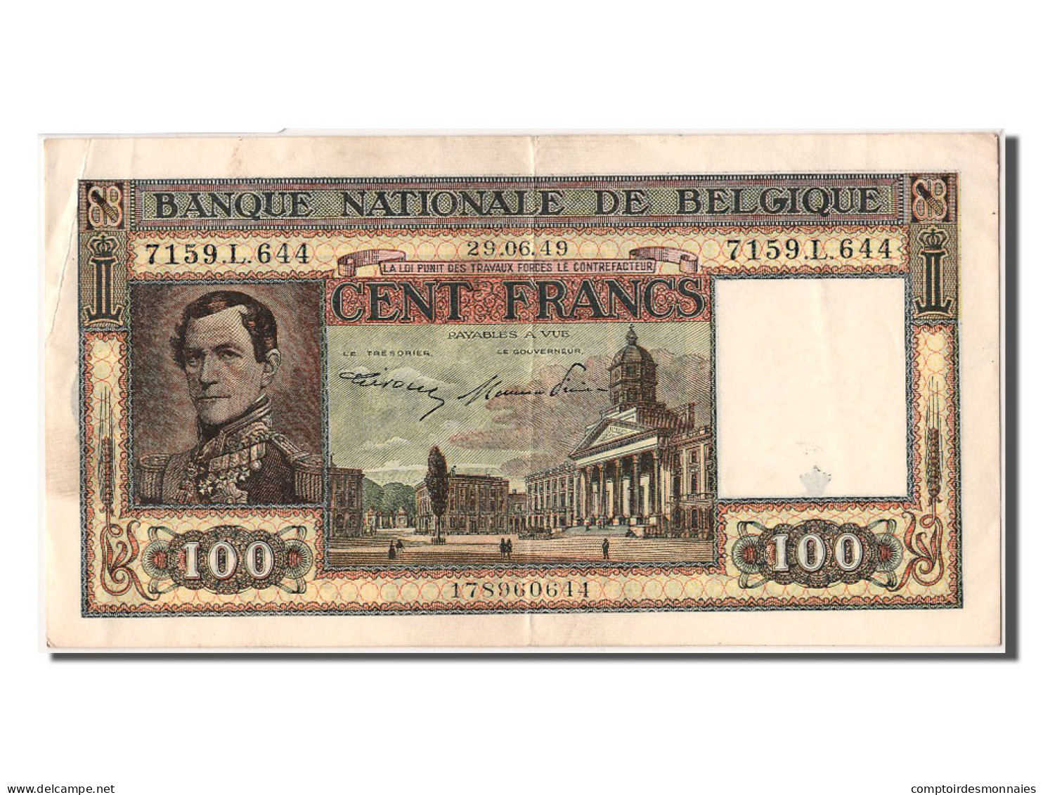 Billet, Belgique, 100 Francs, 1949, 1949-06-29, SUP+ - 100 Francs