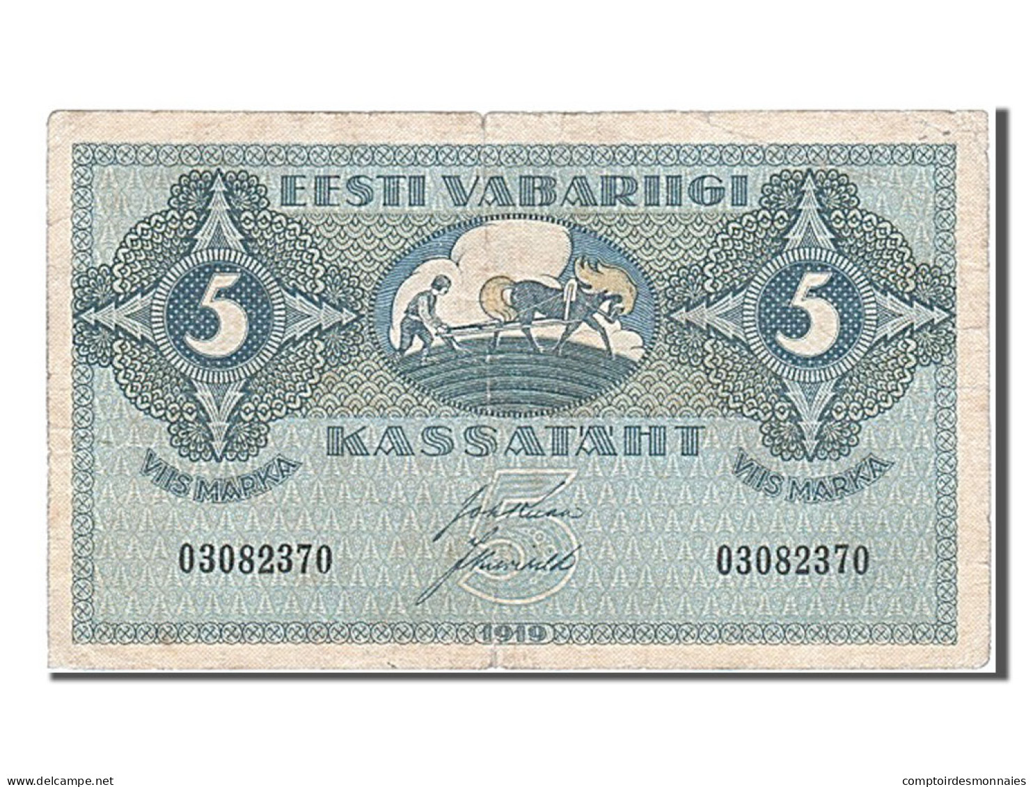 Billet, Estonia, 5 Marka, 1919, TB+ - Estland