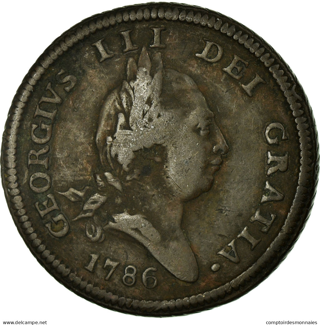 Monnaie, Isle Of Man, 1/2 Penny, 1786, TTB, Cuivre, KM:8 - Isle Of Man