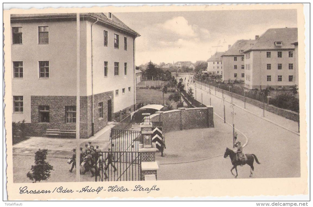 Crossen An Der Oder Kaserne Soldaten Offizier Hoch Zu Pferd Adolf Hitler Straße Krosno Nad Odrzanskie TOP- Erhaltung Ung - Neumark