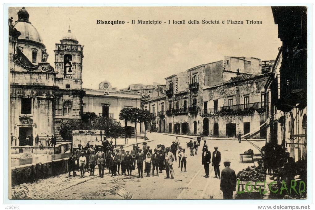 BISACQUINO (PA) IL MUNICIPIO I LOCALI DELLA SOCIETA´ E PIAZZA TRIONA 1939 - Palermo