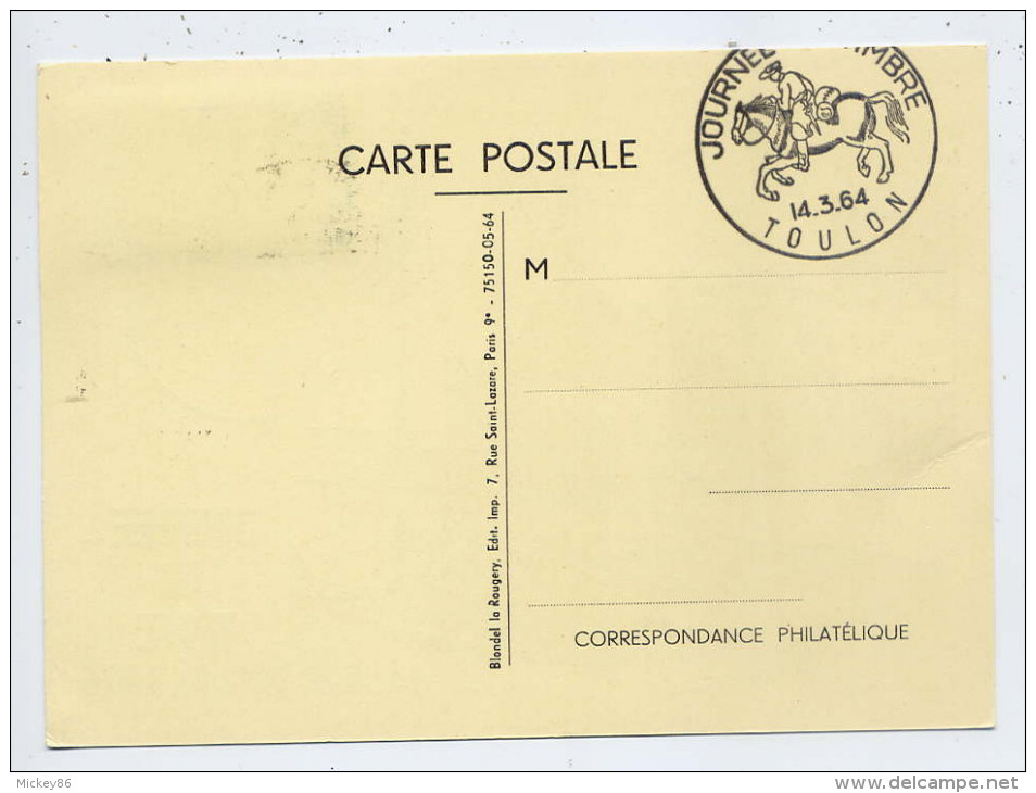 1964--Carte Maximum--Journée Du Timbre"Courrier à Cheval"sur Carte Postale Illustrée "TOULON--cachet TOULON--83- - Dag Van De Postzegel