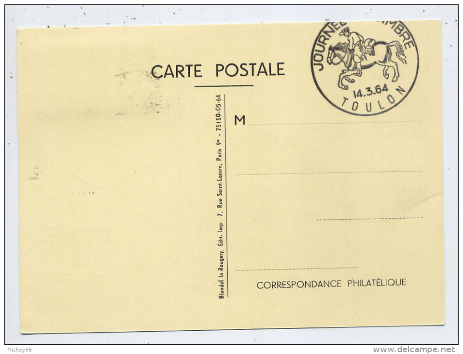 1964--Carte Maximum--Journée Du Timbre"Courrier à Cheval"sur Carte Postale Illustrée "TOULON--cachet TOULON--83- - Stamp's Day