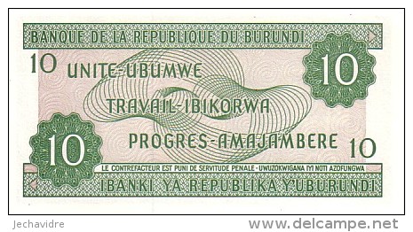 BURUNDI  10 Francs  Daté Du 01-11-2007     Pick 33 E       ***** BILLET  NEUF ***** - Burundi