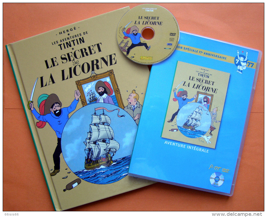 LE FIGARO/TINTIN / HERGE "LE SECRET DE LA LICORNE" éditon Speciale 77 Ieme  Anniversaire 1BD 1 DVD - Hergé