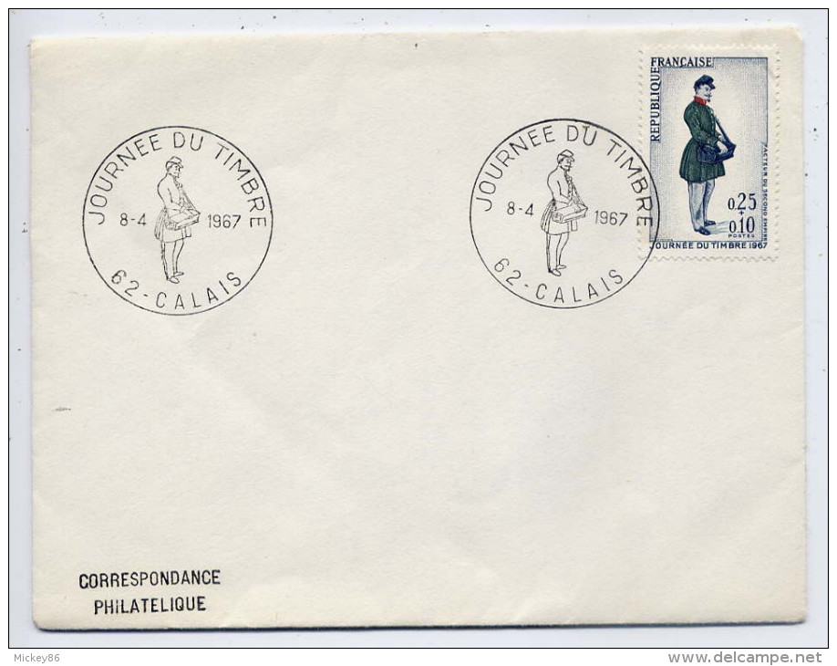 1967--FDC-Journée Du Timbre"Facteur Du 2° Empire"sur Enveloppe ---cachet   CALAIS--62 - 1960-1969