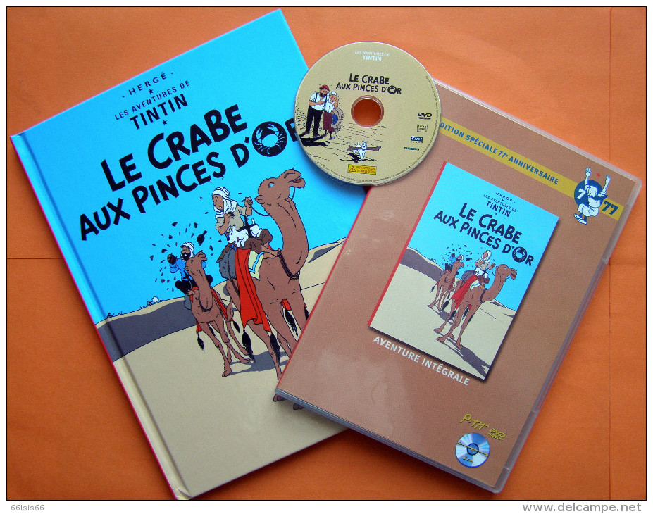 LE FIGARO/TINTIN / HERGELE  "LE CRABE AUX PINCES D'OR" éditon Speciale 77 Ieme  Anniversaire 1BD 1 DVD - Hergé