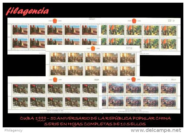 CUBA. PLIEGOS. 1999-18 CINCUENTENARIO DE LA REPÚBLICA POPULAR CHINA. PINTURAS HISTÓRICAS - Blocs-feuillets