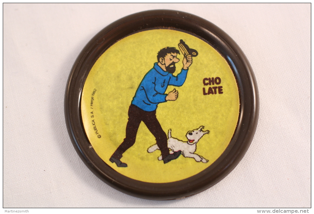 Vintage & Rare Tintin Captain Haddock And Snowy - 1982 Advertising Brown Badge - Cómics
