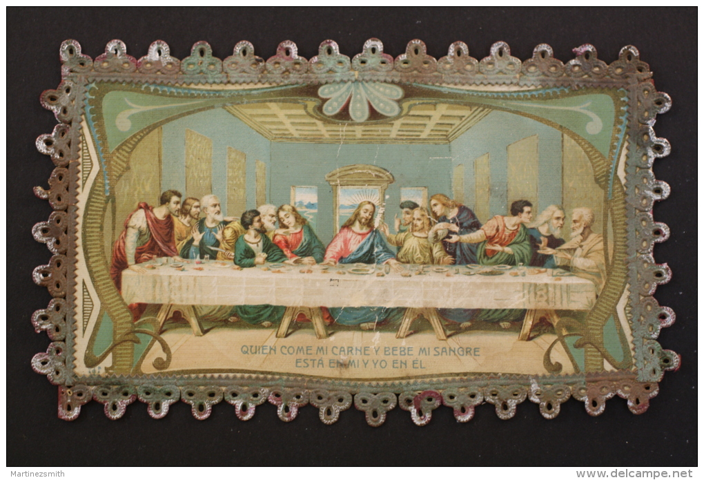 Antique & Rare Holy Card Of The Last Supper - Memories Of The Holy Thursday 1913 - Imágenes Religiosas