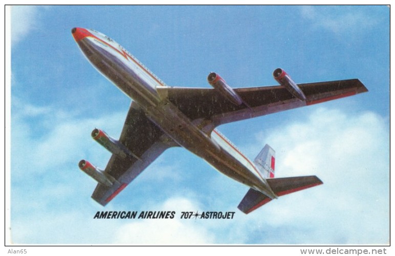 American Airlines Astrojet Boeing 707 Jet Airplane, C1960s Vintage Postcard - 1946-....: Moderne