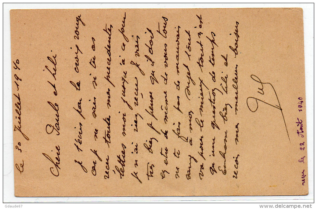 1940 - CP FM Avec RARE CACHET Du CAMP DE PRISONNIERS DE GUERRE FRANCAIS à BACCARAT (MEURTHE ET MOSELLE) Pour BEZIERS - Lettres & Documents