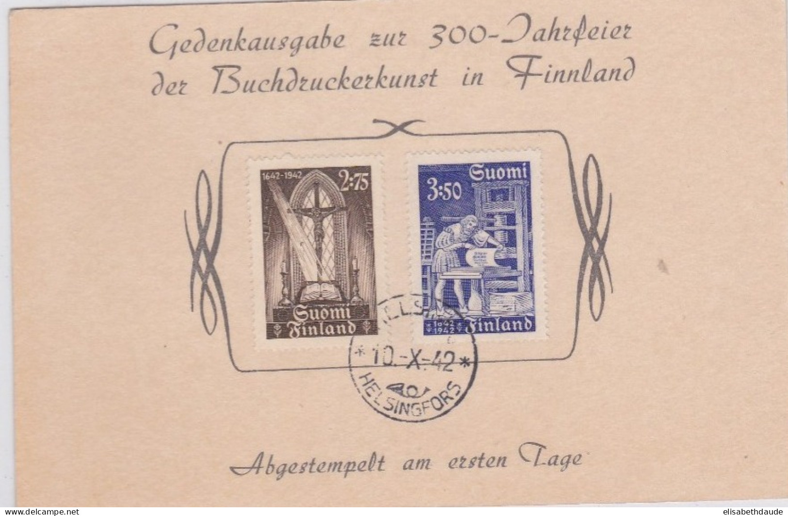 1942 - FINLAND - REPIQUAGE Avec OBLITERATION FDC Sur CARTE ENTIER POSTAL (VOIR DOS) - Postal Stationery