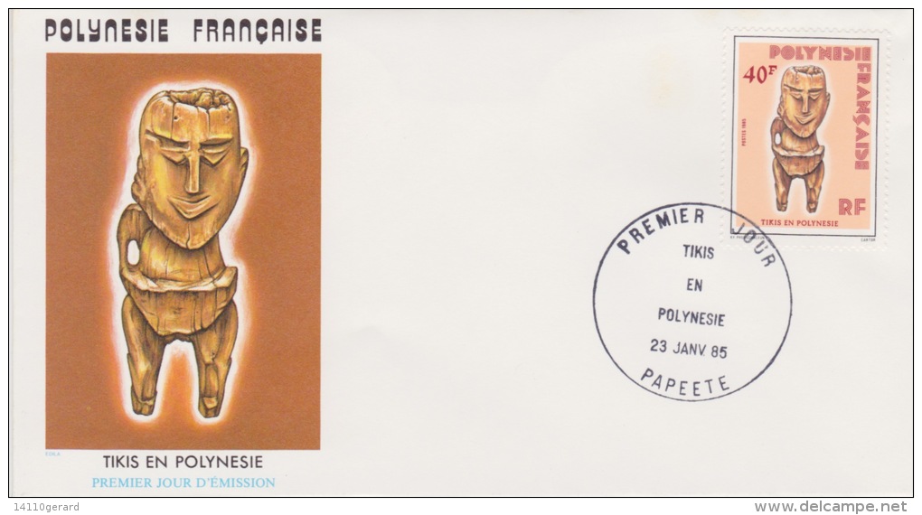 POLYNÉSIE FRANÇAISE  1ER JOUR  TIkis En Polynésie Française 23 JANVIER 1985 - Cartas & Documentos