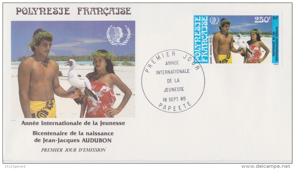 POLYNÉSIE FRANÇAISE  1ER JOUR Année Internationale De La Jeunesse 18 Sep 1985 - Cartas & Documentos